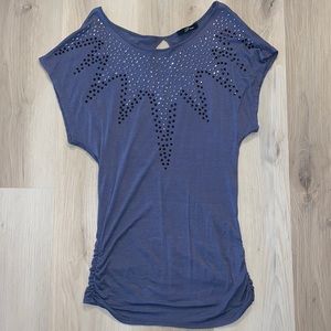 Women’s dolman sleeve gem top gray blouse, small